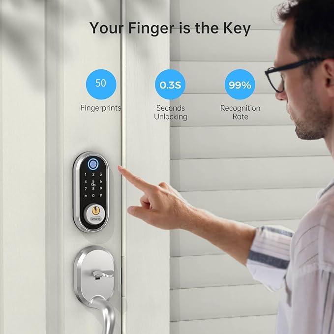 Smart Deadbolt, SMONET Fingerprint Electronic Deadbolt Door Lock