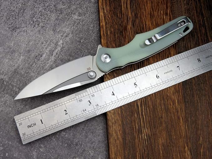 Eafengrow EF967 Pocket Folding Knife with Pocket Clip Fast Opening Ball Bearing Folder G10 Handle D2 Blade EDC Tactical Knife for Outdoor Camping Hiking(Jade)