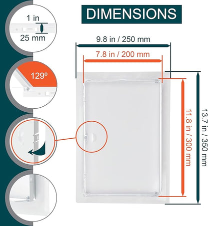 8" x 12" White Metal Access Panel. Service Shaft Door Panel. Plumbing,
