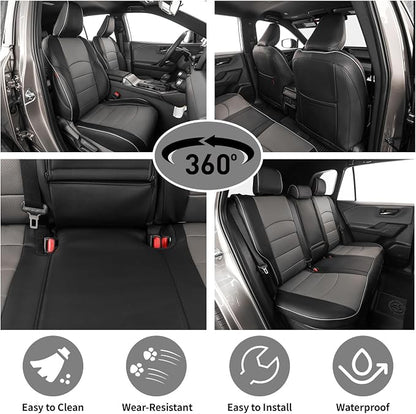 EKR Rav4 Seat Covers Custom Fit for Toyota Rav4 (Hybrid) Woodland/Limited 2026,Waterproof Leather Car Seat Cover Full Set for SUV,Faux Leather(Black/Gray)