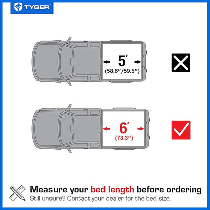 Tyger Auto T3X Soft Tri-Fold in Fabric Truck Bed Tonneau Cover Compatible with 2022-2026 Nissan Frontier | 6' (73") Bed | TG-BC3N1058X
