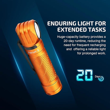 OLIGHT Perun 3 Rechargeable Headlamp Flashlight, 3000 Lumens LED Headlight with Red Light, Waterproof Head Lamp with Headband for Outdoor Camping, Hiking, Working(Orange)