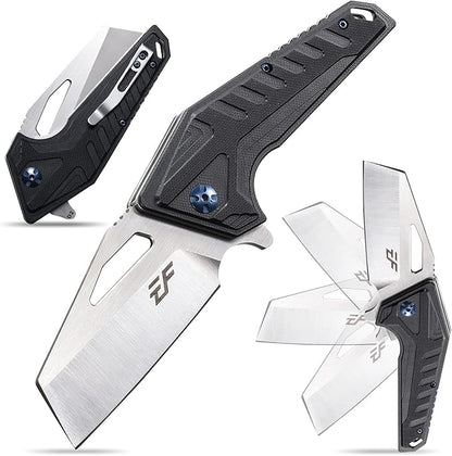 Eafengrow EF933 Pocket Folding Knife EDC D2 Steel Blade Knives G10 Handle Pocket Clip EDC Knife Emergency Outdoor Camping Tools (black)