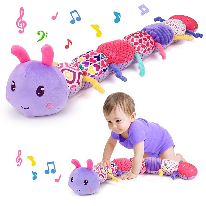 Baby Girl Toys 0-3-6 Months Musical Stuffed Animals Plush Caterpillar Toy with Crinkle Rattles Tummy Time Sensory Learning Toys for Infants 6-9-12 Months Newborn Girls Boys Christmas Shower Gifts