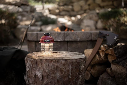 Barebones Beacon Hanging Light ??Red, Rechargeable LED Camping Lantern with Adjustable Brightness ??Weatherproof Vintage-Style Hanging Lantern for Outdoor Adventures and Year-Round Use