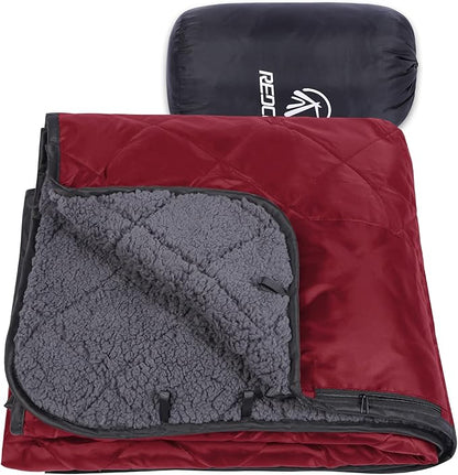 REDCAMP Large Warm Blanket with Sherpa Lining, Cold Weather Outdoor Blanket Windproof for Camping Stadium, Machine Washable 79"x 79" Red