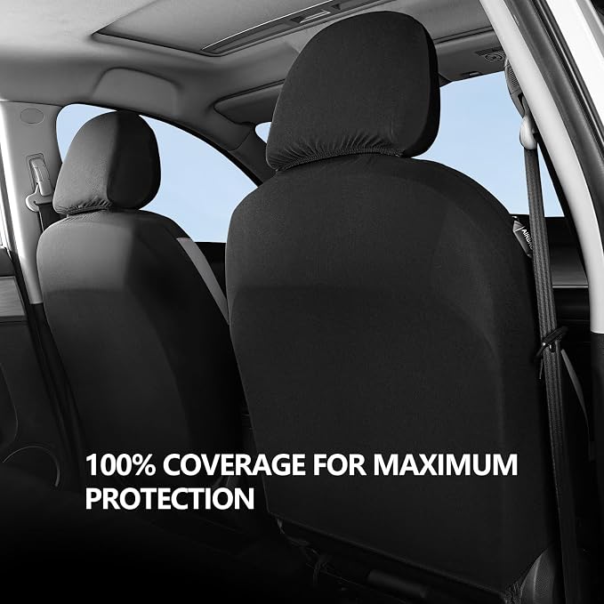 HChengkikz Car Seat Covers Full Set, Waterproof Neoprene Car Seat Covers, Airbag Compatible, Universal Fit for Most Sedans, SUVs, Trucks (Black + LightGray)
