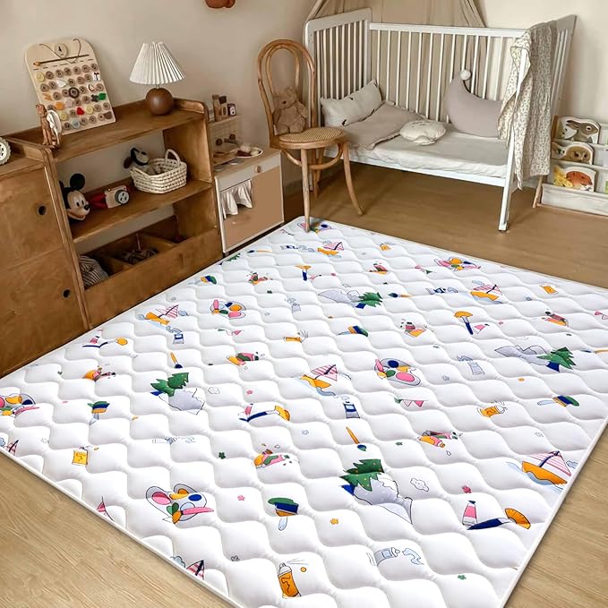 Baby Play Mat - 6ft X 4ft,Premium Thicker Foam One-Piece Crawling Mat, Machine Washable, Extra Large Anti-Slip Activity Playmat for Babies, Toddlers & Infants