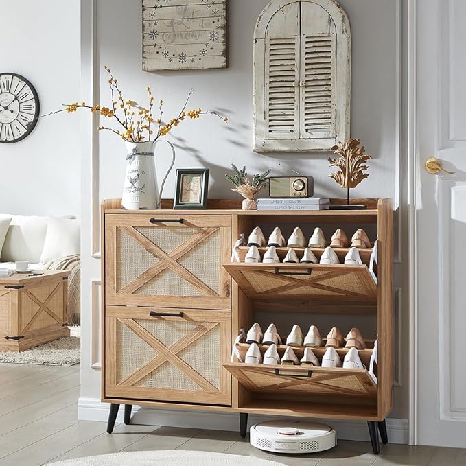 Shoe Storage Cabinet, Boho Shoe Organizer