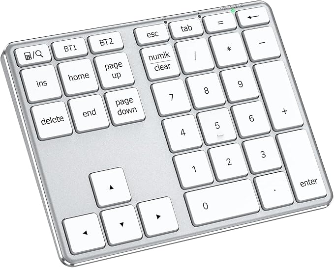 iClever KP10 Bluetooth Number Pad, Dual Device Connection, 34 Keys Ultra-Slim