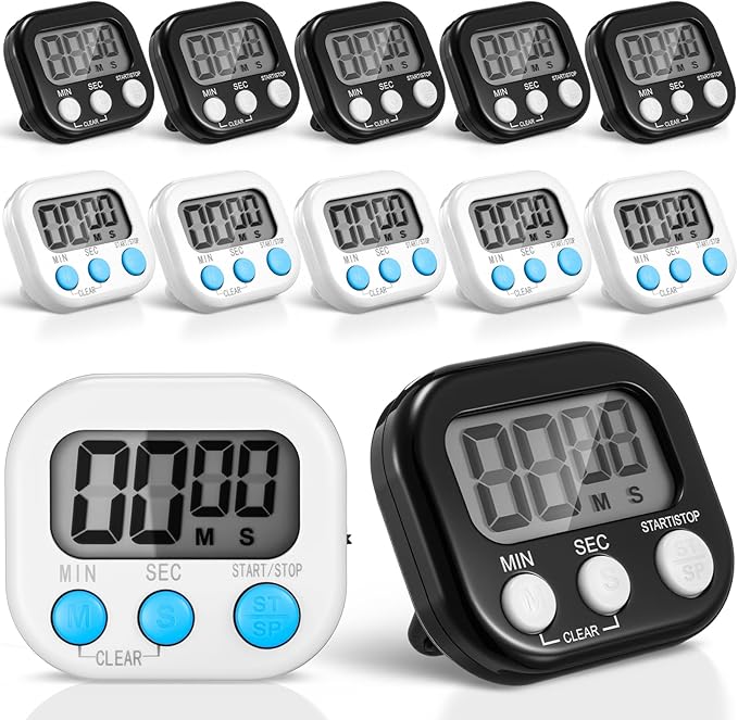 Xuhal 12 Pieces Digital Kitchen Timer Bulk, Small Magnetic Timers