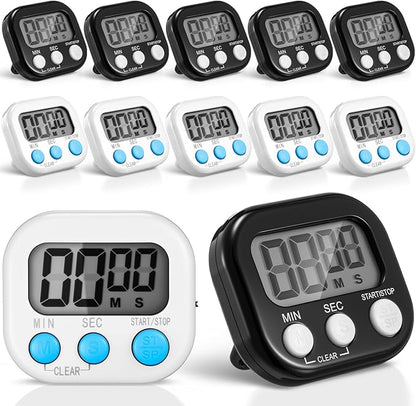 Xuhal 12 Pieces Digital Kitchen Timer Bulk, Small Magnetic Timers