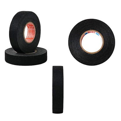 HSTECH 2 Rolls Width 1.26in Wire Loom Harness Tape, Speaker Wiring Harness Cloth Tape, Black Adhesive Fabric Tape, for Automobile Electrical Wire harnessing Noise Dampening Heat Proof （32mm X 15m）
