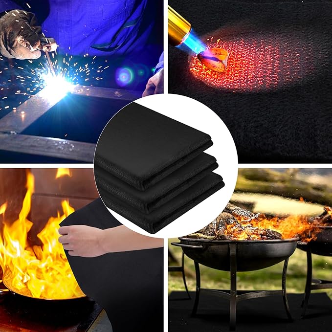 kanhiro Carbon Felt Welding Blanket Fireproof - 20" X 20" Heat Resistant Fabric 1800°F High Temp Insulation Blanket, Heat Shield Mat for Grill Stove Pit, Welding Pad for Plumbing Brazing