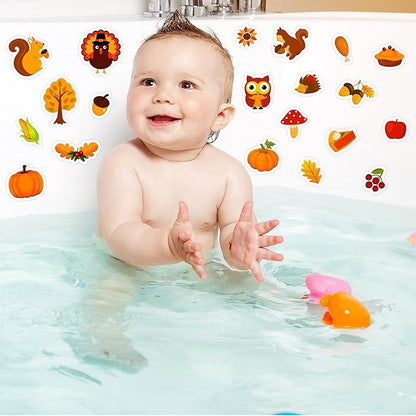40 PCS Fall Thick Gel Cling Autumn Window Gel Clings Decals Stickers for Kids, Toddlers and Adults Home Airplane Classroom Nursery Thanksgiving Party Supplies Decorations Removable and Reusable