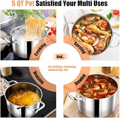 P&P CHEF 5 Quarts Cooking Stock Pot