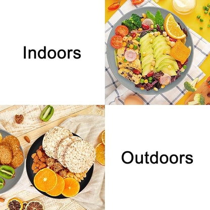 Wrova Large Wheat Straw Plates - 11 Inch Unbreakable Dinner Plates Set of 8 - Dishwasher & Microwave Safe, Reusable - Deep Edge for Kitchen and Camping (Classic)