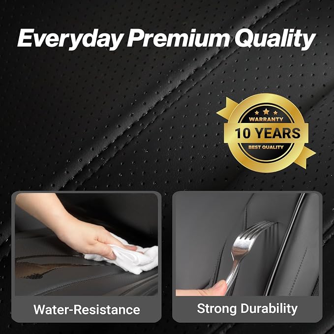 Coverland Custom Fit Car Seat Covers for SUV Compatible with [HR-V, Santa Fe, Sorento, Soul, Armada, Murano] Premium Waterproof Non-Slip Interior Seat Protector [Front Black - Size Chart A13]