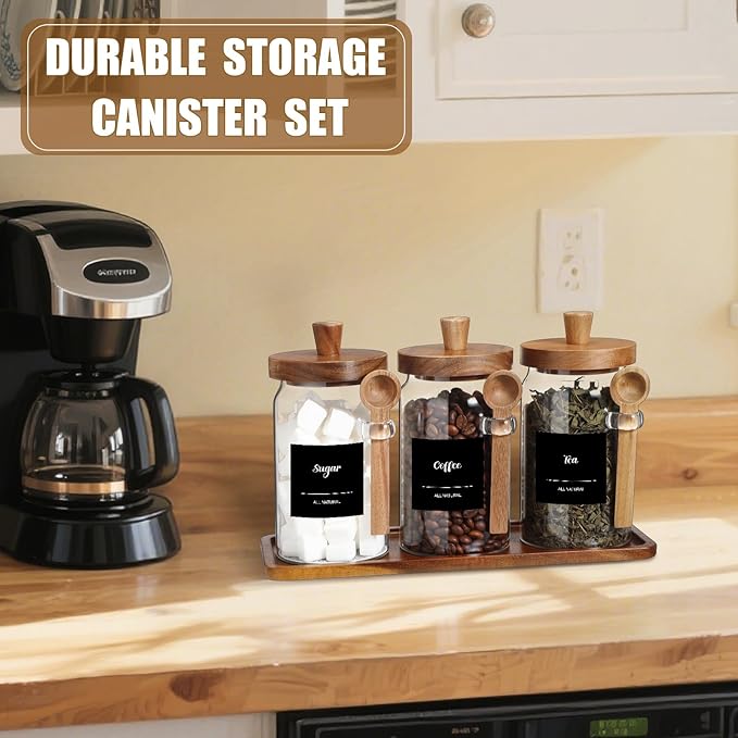 Suclain 3 Pcs Glass Coffee Container