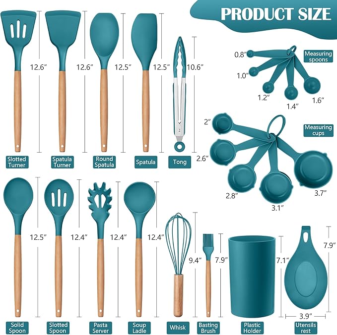 HaWare Kitchen Cooking Utensils Set, 23-Piece Silicone Kitchen Utensils Spatula