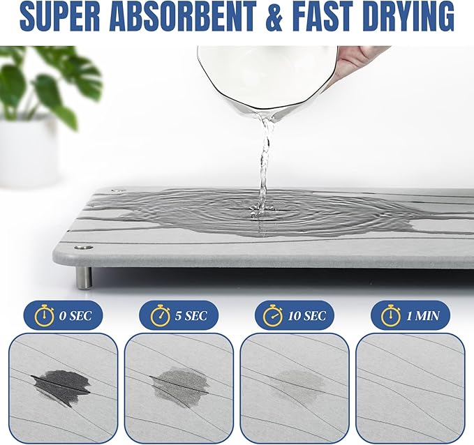 Stone Drying Mat for Kitchen Counter, Diatomaceous Dish Drying Mats Superb
