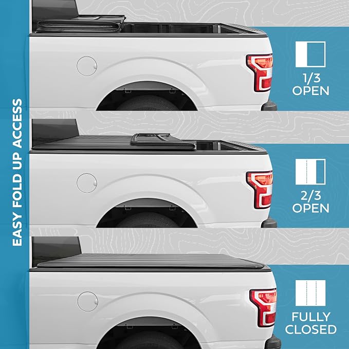 American Flag Truck Tonneau Cover for Ford F-250 F-350 Super Duty 2017-2026 / F-350 with 6.8 ft Bed Length, All-Weather Soft Tri-Fold Truck Bed Cover for Truck Black/Gray Flag