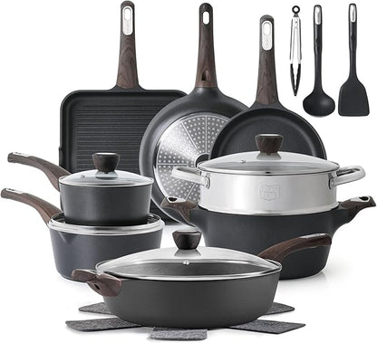 SENSARTE Pots and Pans Set Nonstick, Non-toxic Healthy Non Stick Kitchen