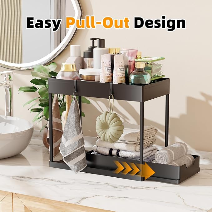 Simple Trending 3 Pack Under Sink Organizer, Pull-Out Cabinet Organizer Drawer