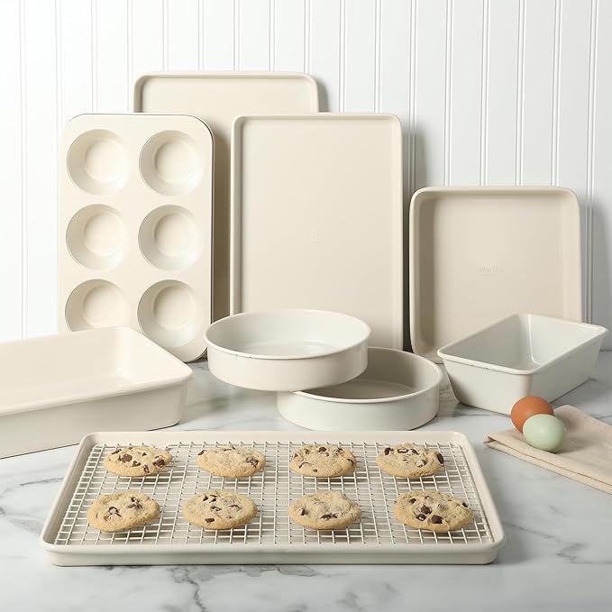 Martha Stewart Gallen 10 Piece Baking Pans Ceramic PFA Free Non Toxic Non Stick