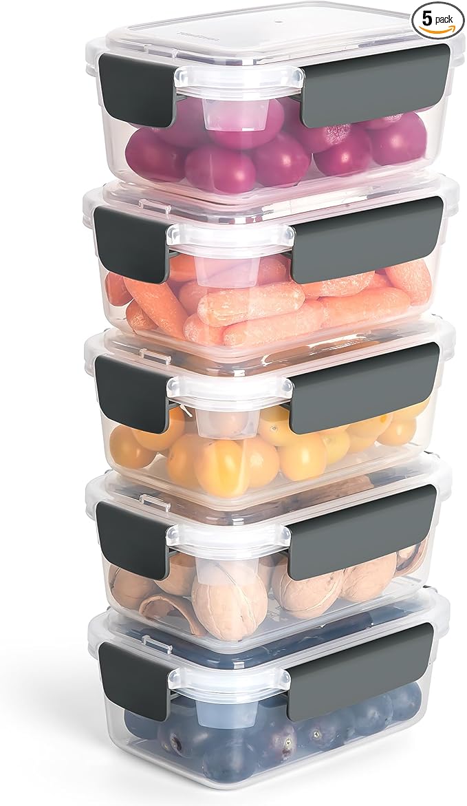 YORY 3 cup Plastic Food Storage Containers