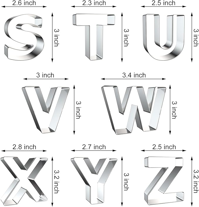 Alphabet Letter Cookie Cutters Shapes Large 3 Inch