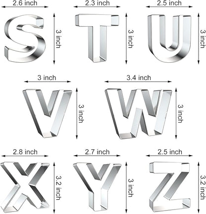 Alphabet Letter Cookie Cutters Shapes Large 3 Inch