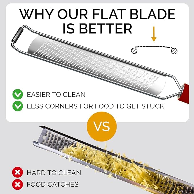 DESIGNED BY CHEFS ~ Premium Lemon Zester Grater With Perfectly Angled Teeth ~ Ideal for Citrus, Parmesan Cheese, Garlic, Vegetables and Fruits