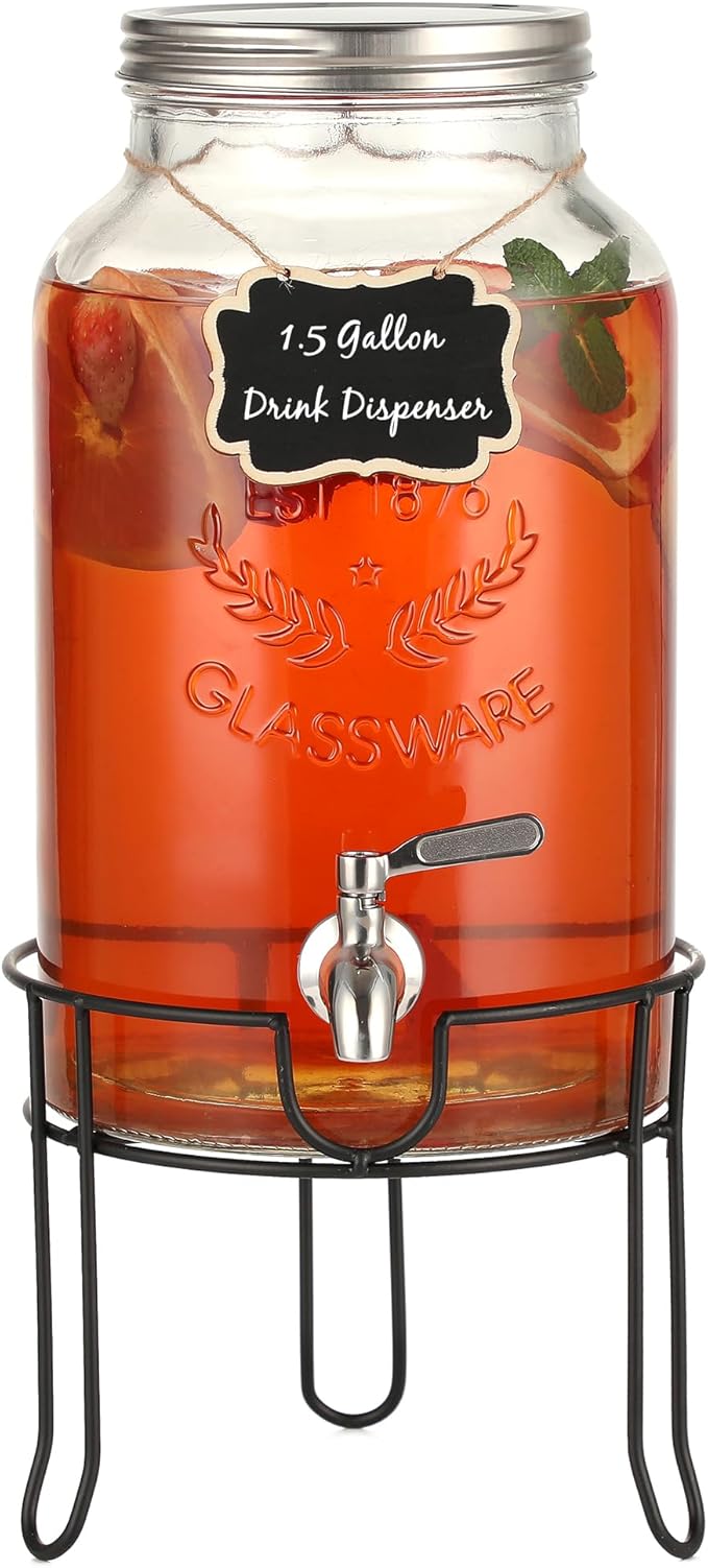 1.5 Gallon Glass Drink Dispenser