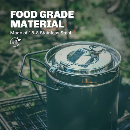 Firemaple Antarcti Stainless Steel Pot - Food Grade SUS304 Camping Pot with Steaming Function - Lightweight and Durable for Outdoor Cooking