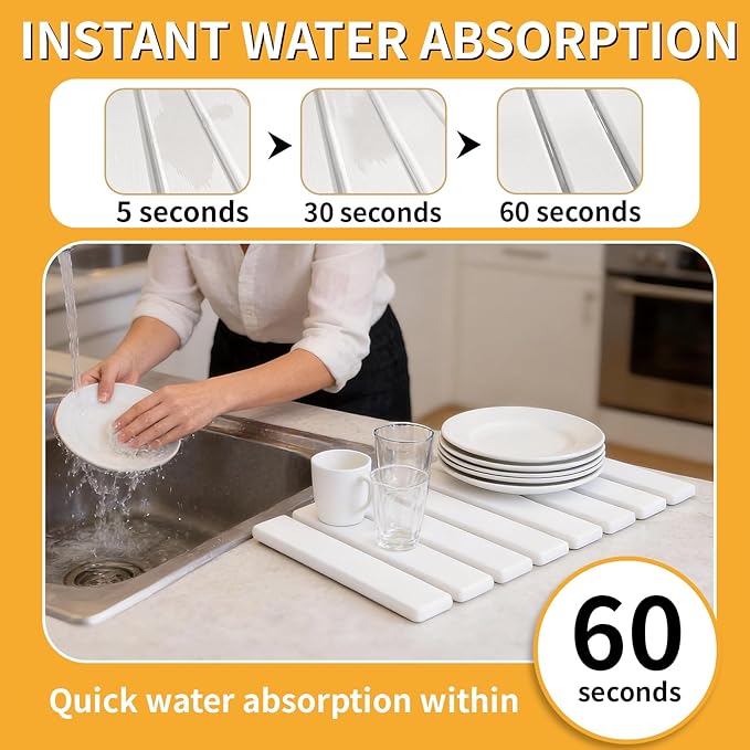 Stone Dish Drying Mat for Kitchen Counter