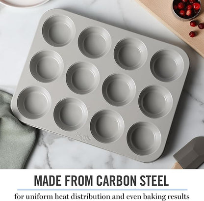 Martha Stewart Gallen 12-Cup Nonstick Carbon Steel Muffin and Cupcake Pan –