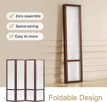 Acrylic Room Divider, 4-Panel Freestanding Partition Screen, Frosted
