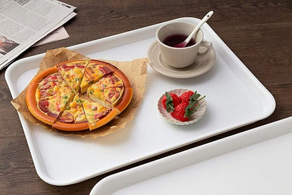 Rectangular Plastic Serving Trays,Fast Food Serving Cafeteria Trays,17"X13",Set of 6(White)