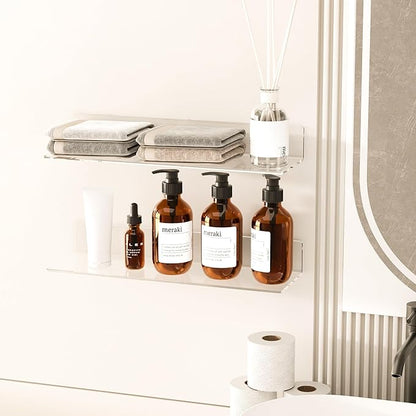 20 Inch Clear Wall Shelves for Wall, Wall Mounted Acrylic Floating Shelf for