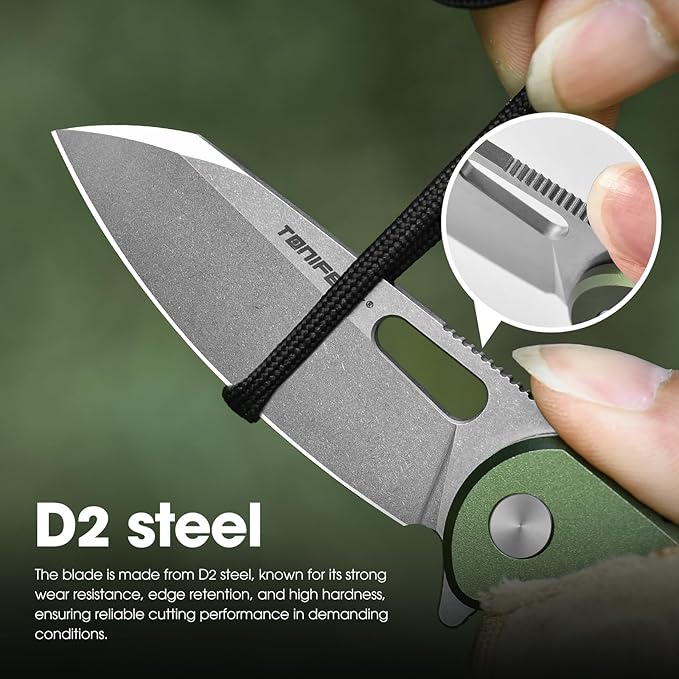 TONIFE Galaxy Mini Folding Knife with D2 Steel Blade and Aluminum Handle, EDC Pocket Tool for Camping, Hiking, and Survival (green)