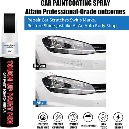 Agate Black Metallic(UM) Car Touch Up Paint for Ford 2-in-1 Car Scratch Repair Pen with Fine Tip&Brush, DIY Color-Code Matched Auto Paint for Rock Chips Door Scratches Paint Nicks Bumper Marks