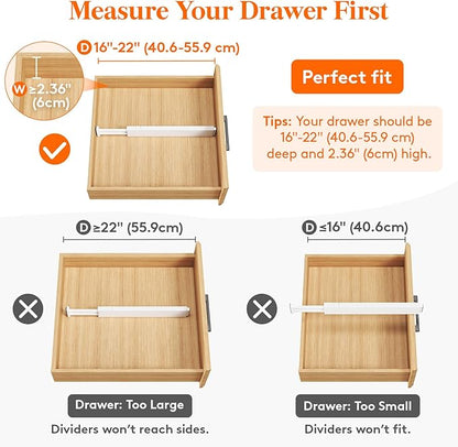 Lifewit 8 Pack 2.36" High Drawer Dividers 40-56cm/16-22 Adjustable Drawer