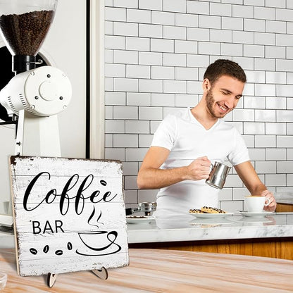 Coffee Bar Decor Sign – Rustic Wooden Plaque