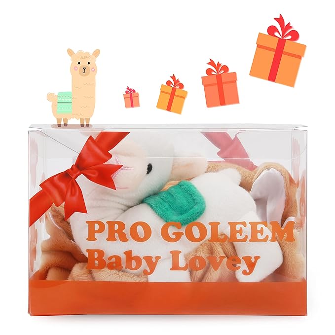Pro Goleem Llama Security Blanket Soft Loveys for Babies for Boys and Girls Newborn Lovie Infant Blankie Llama Baby Stuff Baby Snuggle Toy Stuffed Animal Baby Gifts 14 Inch