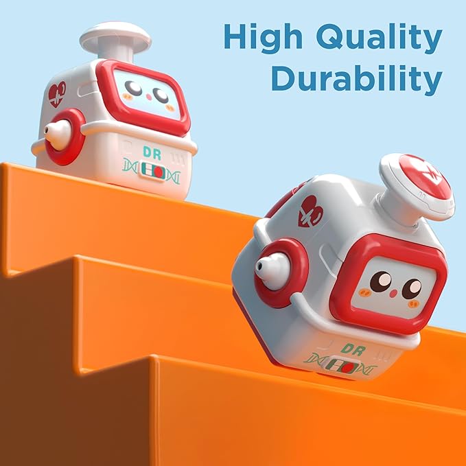 iPlay, iLearn Press to Go Robot Car Toys for Toddlers 1-3, Baby Push Go Friction Race Cars for 12 18 24 Month, 4pcs Infant Play Bot Vehicle Set, 1st Birthday Gifts for 1 2 3 Year Old Boys Girls Child