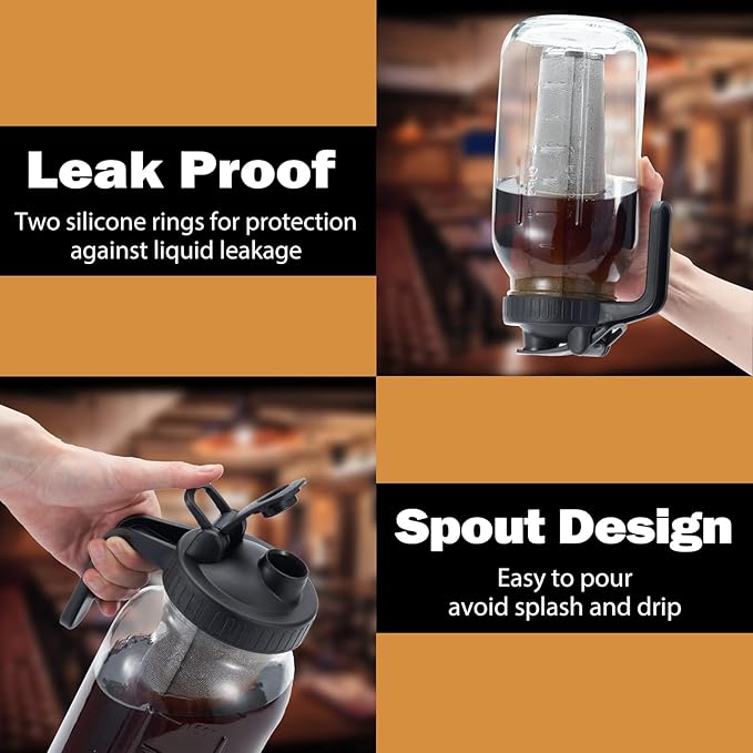 Cold Brew Mason Coffee Maker - 64oz Iced Coffee Pitcher