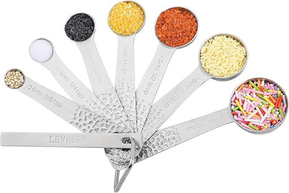 Measuring Cups and Spoons Set 14, Metric & US 18/8 Stainless Steel Measuring