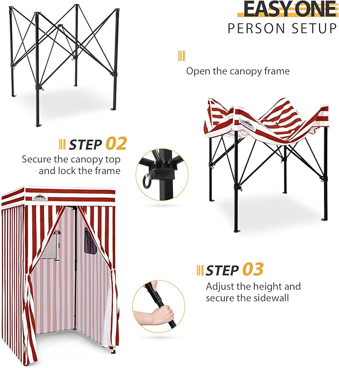 EAGLE PEAK Flex Compact 4x4 Pop-up Canopy Changing Room, Portable Privacy Dressing Room for Indoor Fashion Photoshoots, Camping, or Pool, White/Red