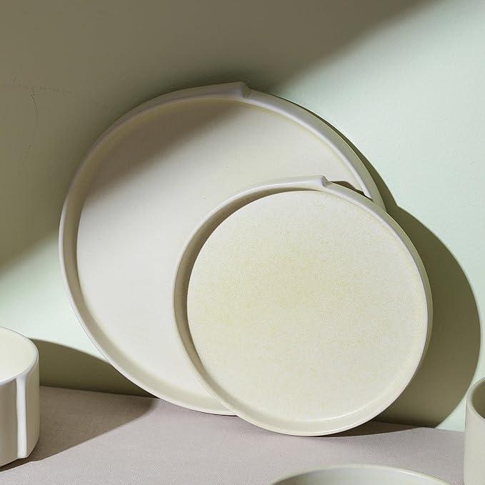 Stone Lain Bao 4-Piece Salad Plate Set Stoneware, Beige